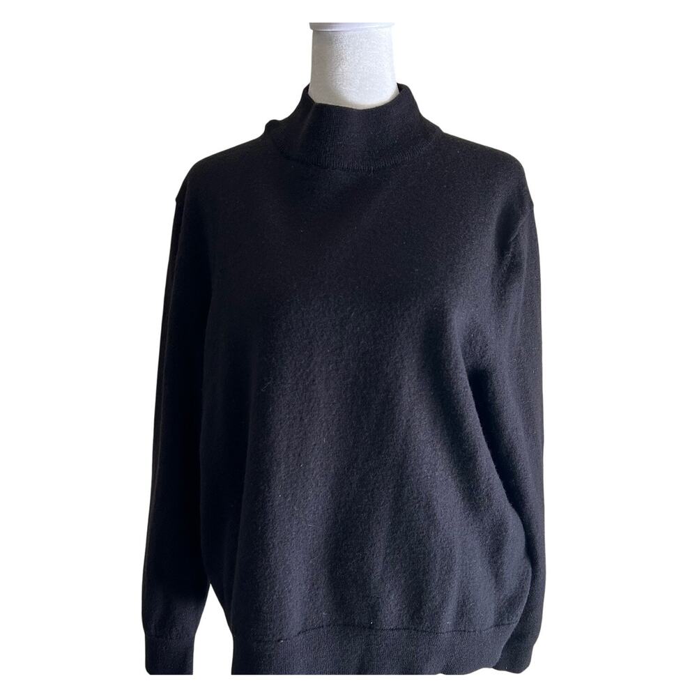 Club House Sweater Merino Wool Blend Black Mock Neck SZXL Pullover Winter Cozy